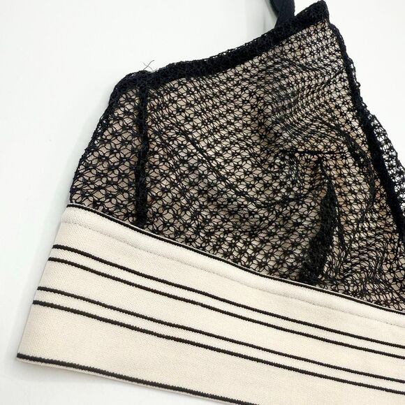 Lively Lace Mesh Black Triangle Dual Clasp Bralette - US Women’s L - Picture 2 of 8